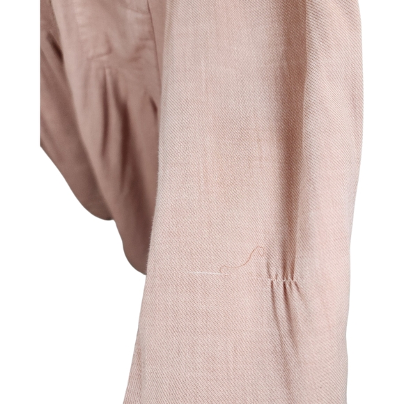 Joie Soft Pink Cotton Pleated Button Down Blouse Roll Tab Sleeves Size XS - Picture 7 of 12